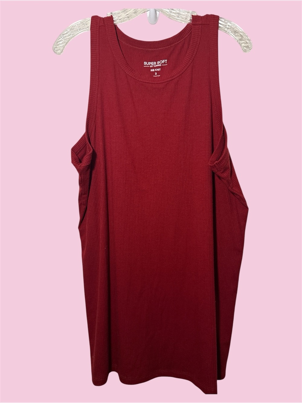 Pre-Loved Torrid Soft Rib High Neck Tank in Burgundy Size: 3